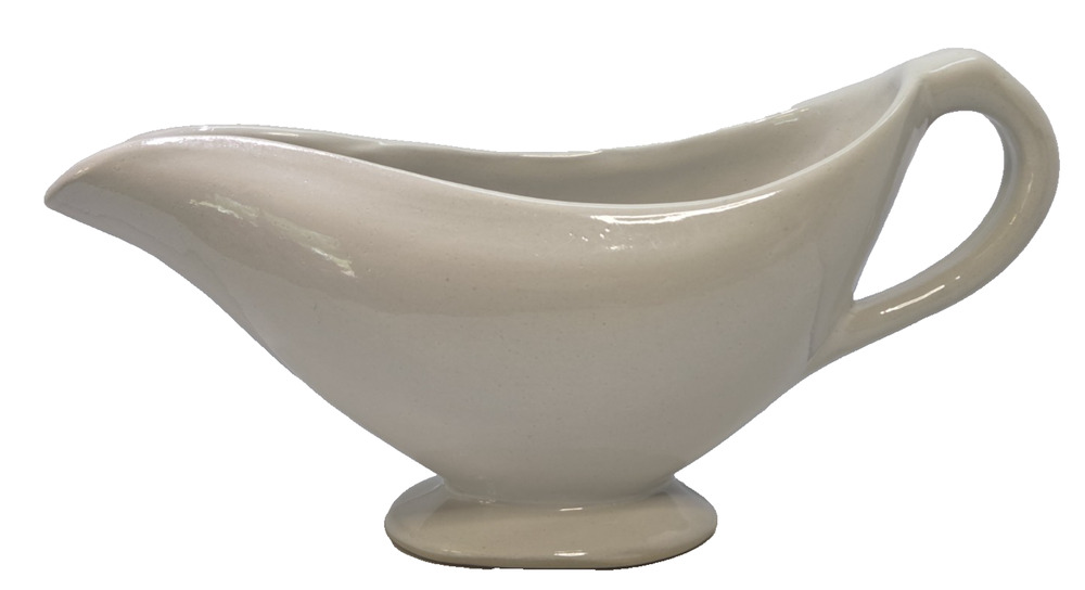 Louisville Stoneware White Restaurant Ware Style Gravy Boat Kentucky Art Pottery